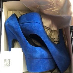Giuseppe Zanotti Blue Suede Debra Platform